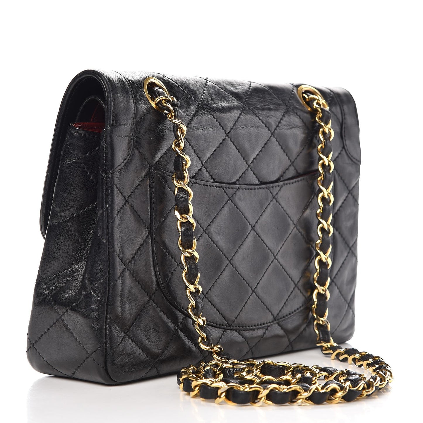 Lambskin Quilted Small Double Flap Black