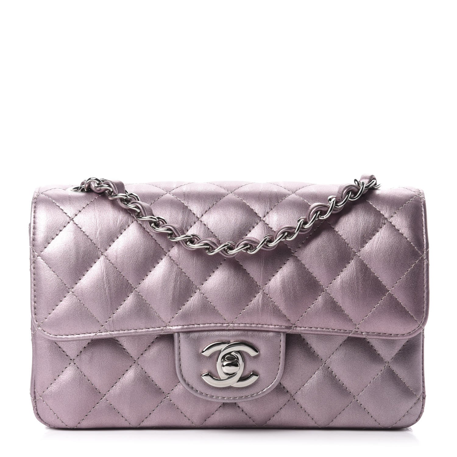 Chanel Metallic Calfskin Quilted Mini Rectangular Flap Pink 1 of 11