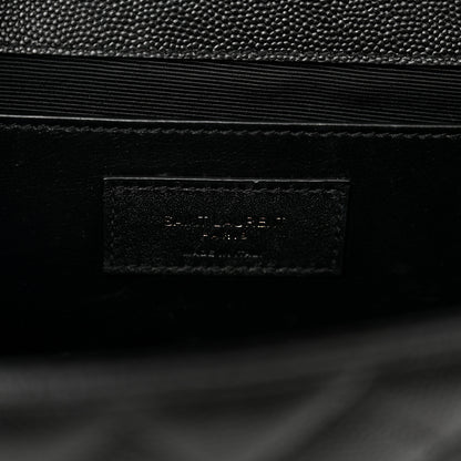 Saint Laurent Grain De Poudre Textured Mixed Matelasse Triquilt Medium Monogram Monochrome Satchel Black 8 of 12