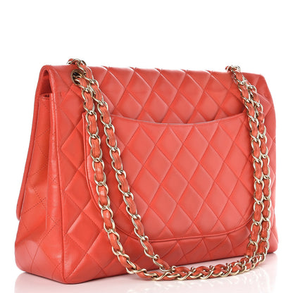 Chanel Lambskin Quilted Maxi Single Flap Light Red 3 of 12