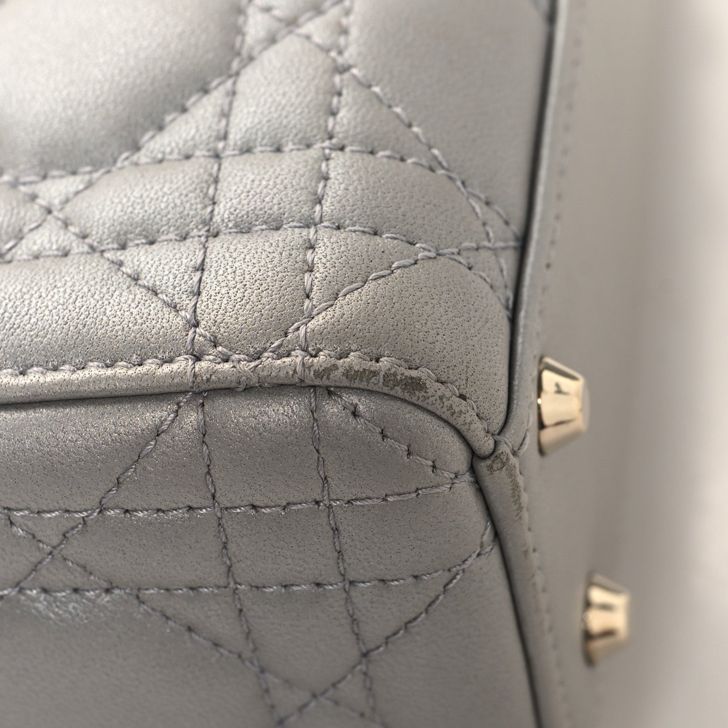 Christian Dior Metallic Lambskin Cannage Mini Lady Dior Grey 13 of 15