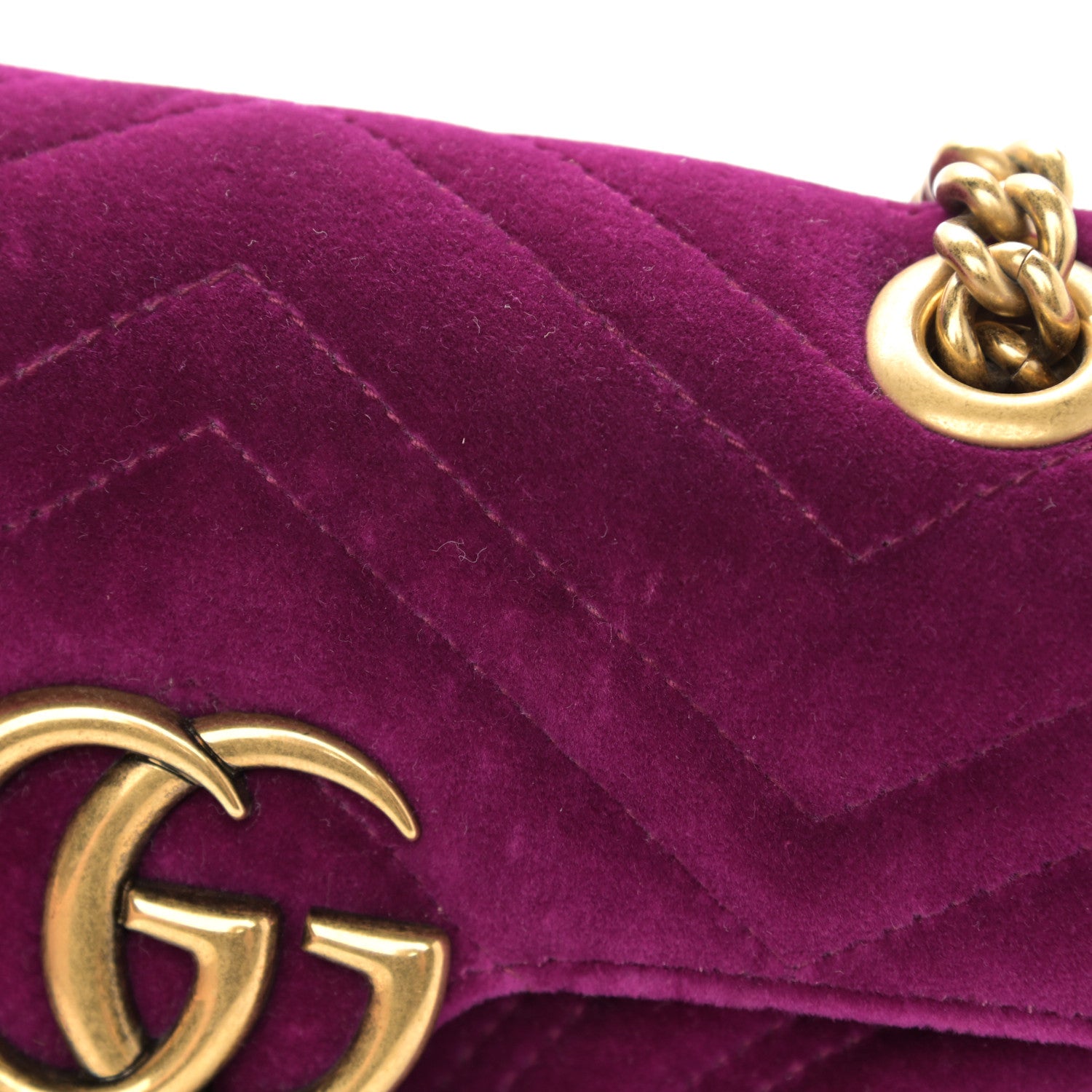 Gucci Velvet Matelasse Mini GG Marmont Shoulder Bag Fuchsia Violet Cyclamen 12 of 14