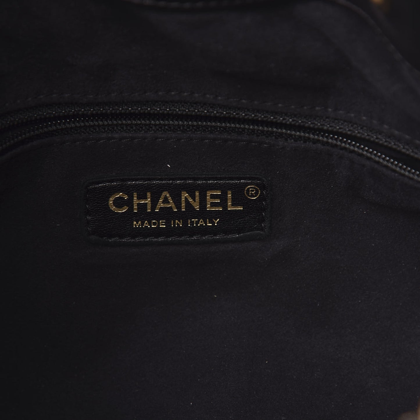 Calfskin Stitched Small Paris Rome Drawstring CC Bag Black