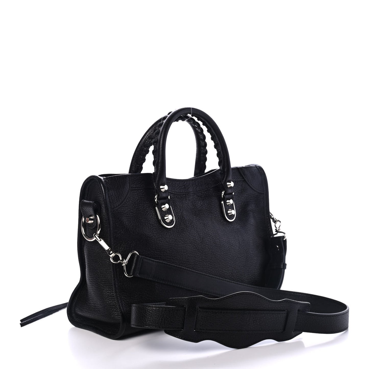 Chevre Silver Metallic Edge Hardware S City Black