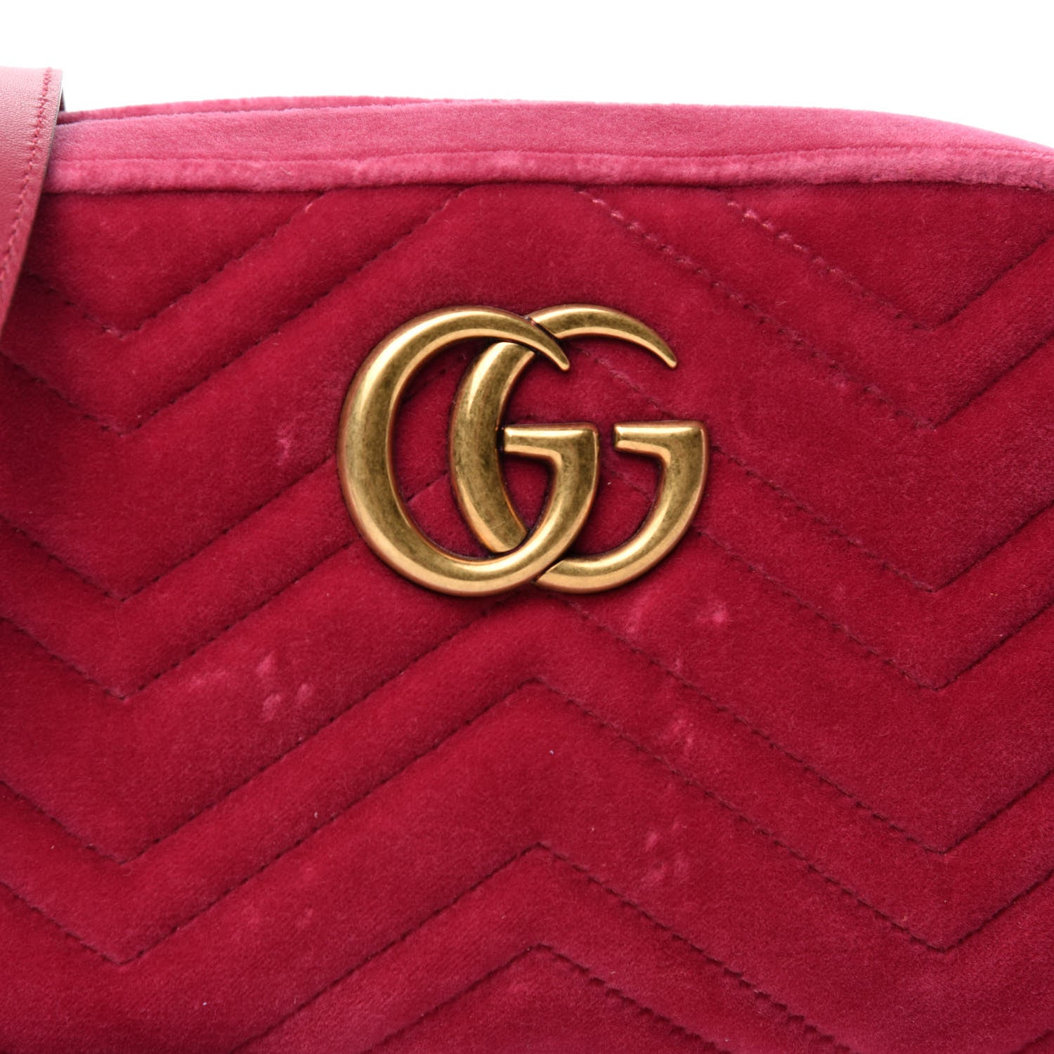 Gucci Velvet Matelasse Small GG Marmont Chain Shoulder Bag Light Raspberry Rose 10 of 10