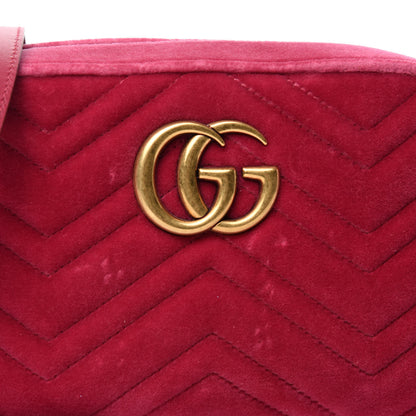 Gucci Velvet Matelasse Small GG Marmont Chain Shoulder Bag Light Raspberry Rose 10 of 10