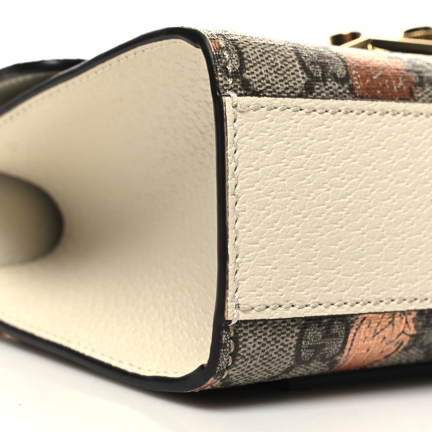 GG Supreme Monogram Berry Textured Dollar Calfskin Small Padlock Shoulder Bag Beige Ebony Light Copper Mystic White