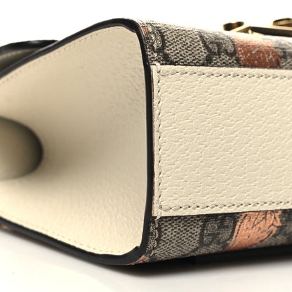 Gucci GG Supreme Monogram Berry Textured Dollar Calfskin Small Padlock Shoulder Bag Beige Ebony Light Copper Mystic White 9 of 11