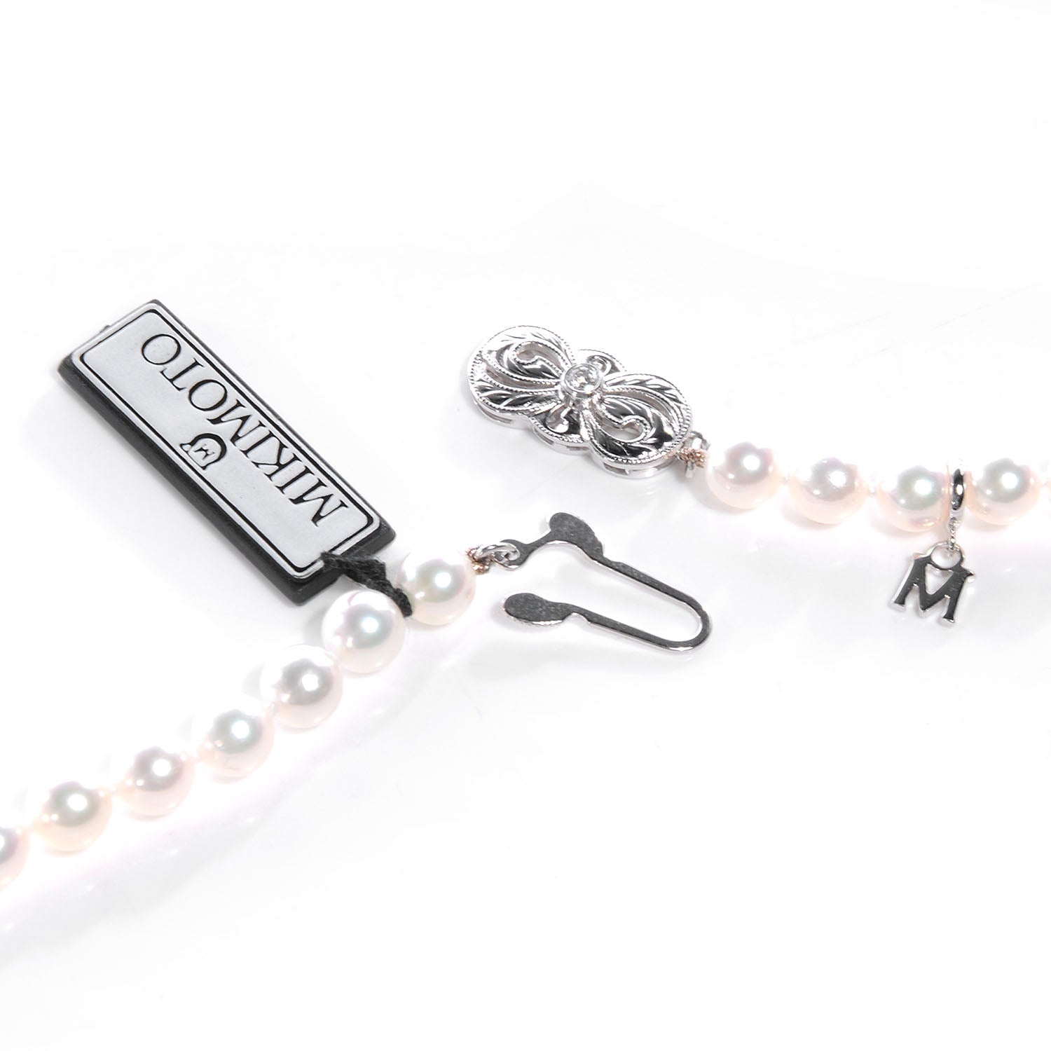 Mikimoto 18k White Gold Diamond Pearl Strand Choker 16 4 of 8