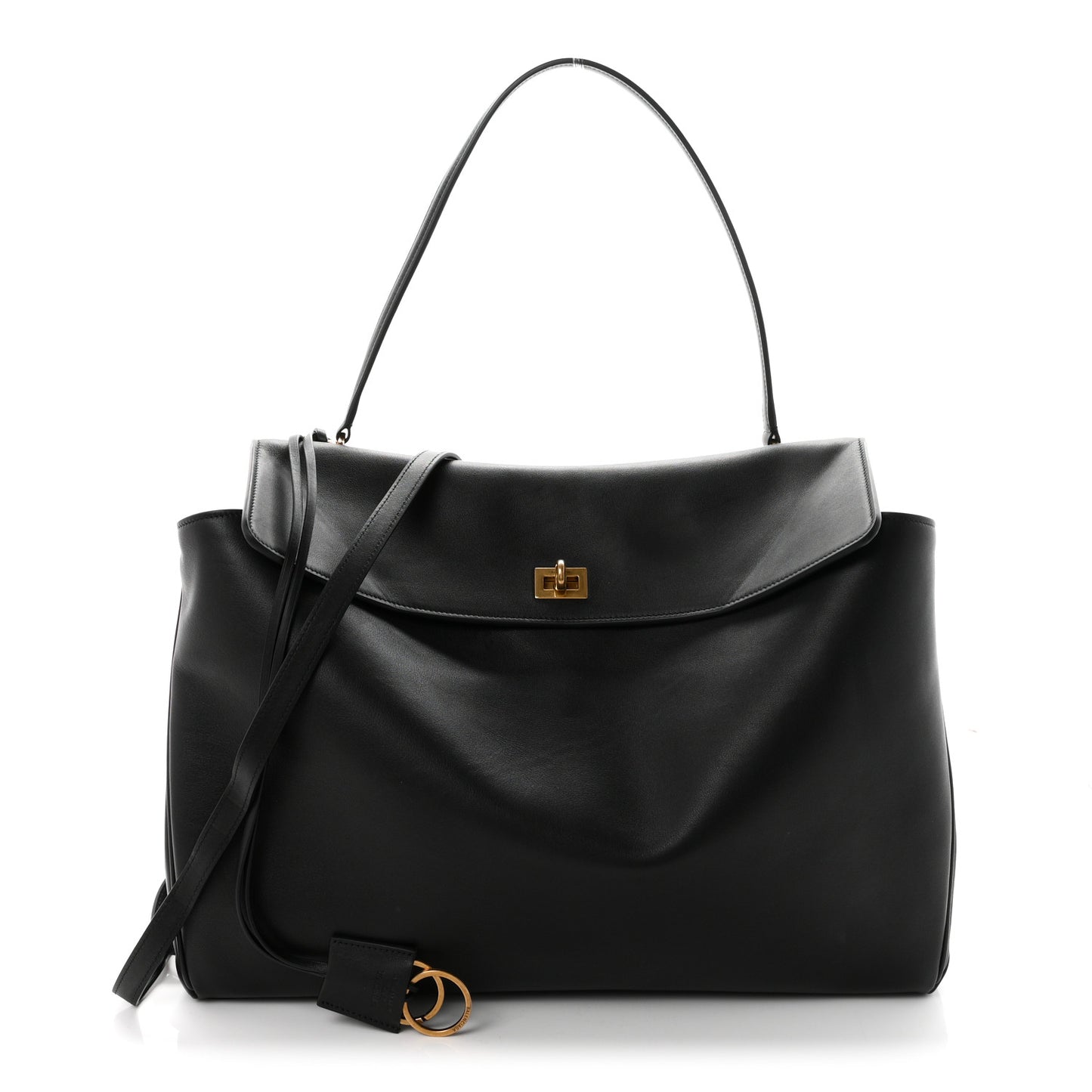 Smooth Calfskin Large Rodeo Top Handle Handbag Black