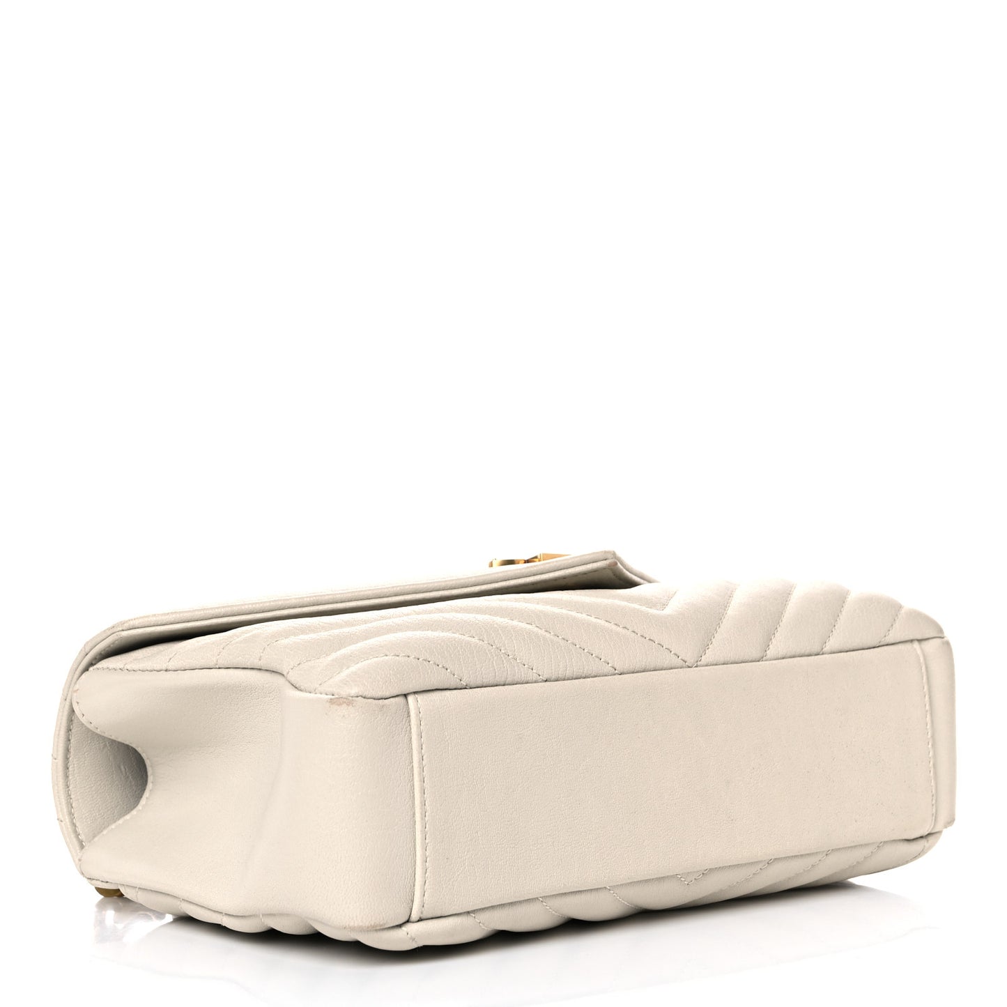 Sheepskin Matelasse Chevron Monogram Medium College Bag Crema Soft