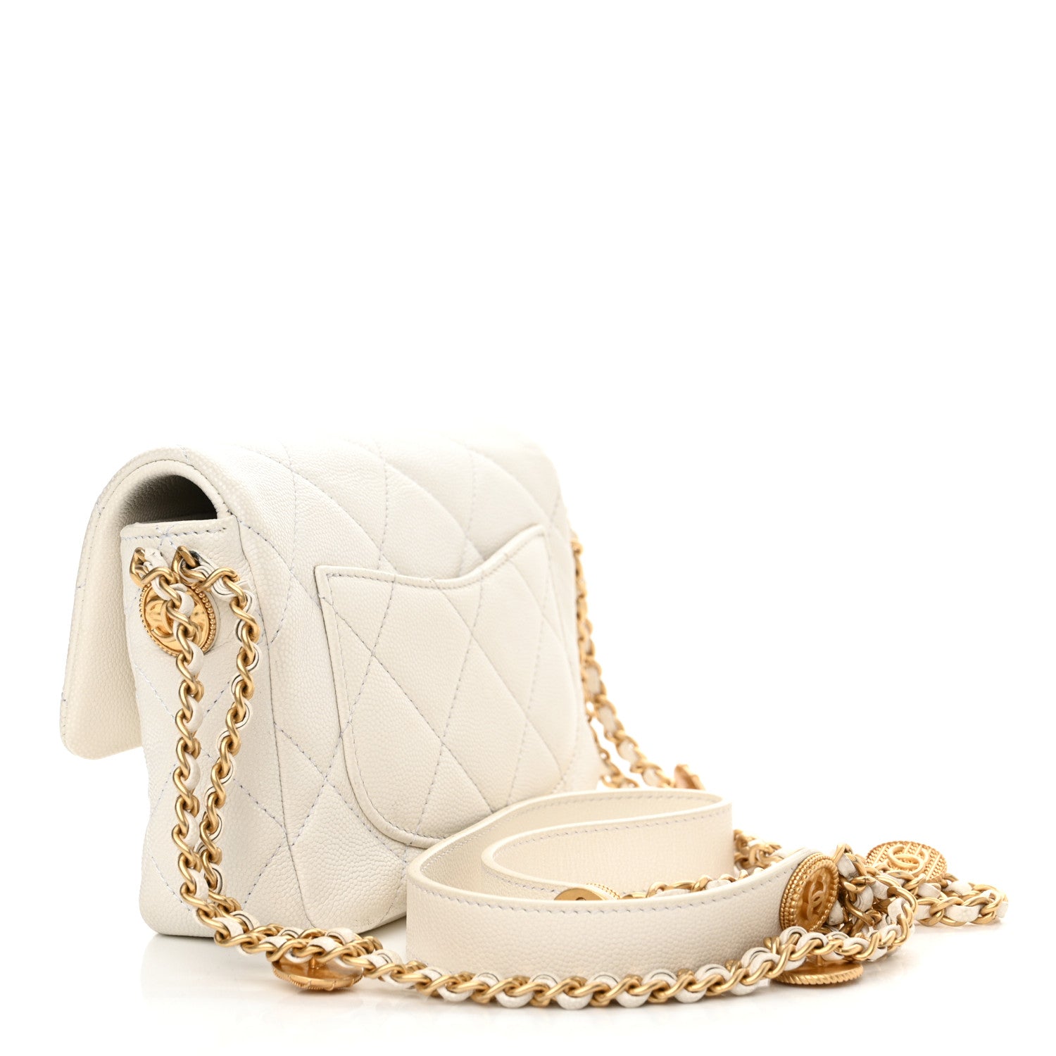 Chanel Caviar Quilted Mini Twist Your Buttons Flap White 3 of 13