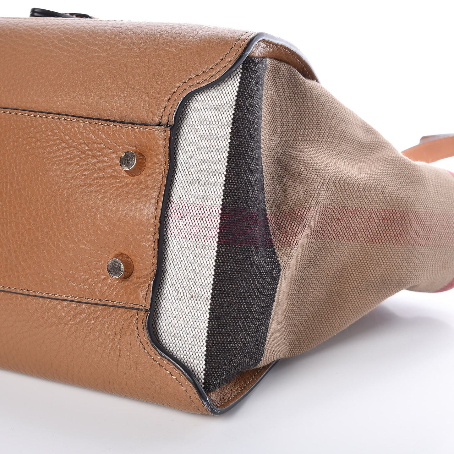 Mega Check Grained Calfskin Medium Harcourt Satchel Saddle Brown