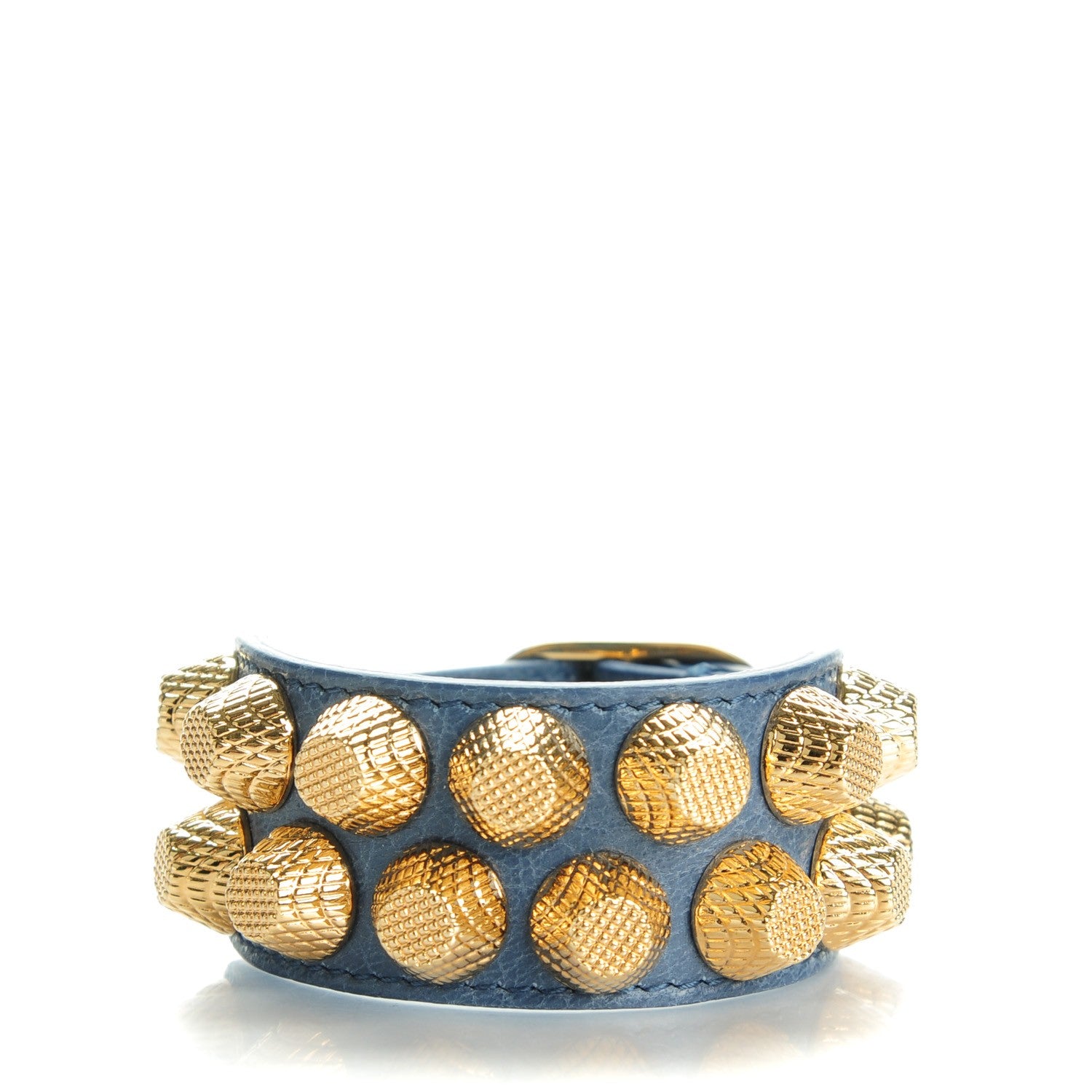 Balenciaga Agneau Arena Two Row Giant Gold Bracelet S Bleu Persan 1 of 7
