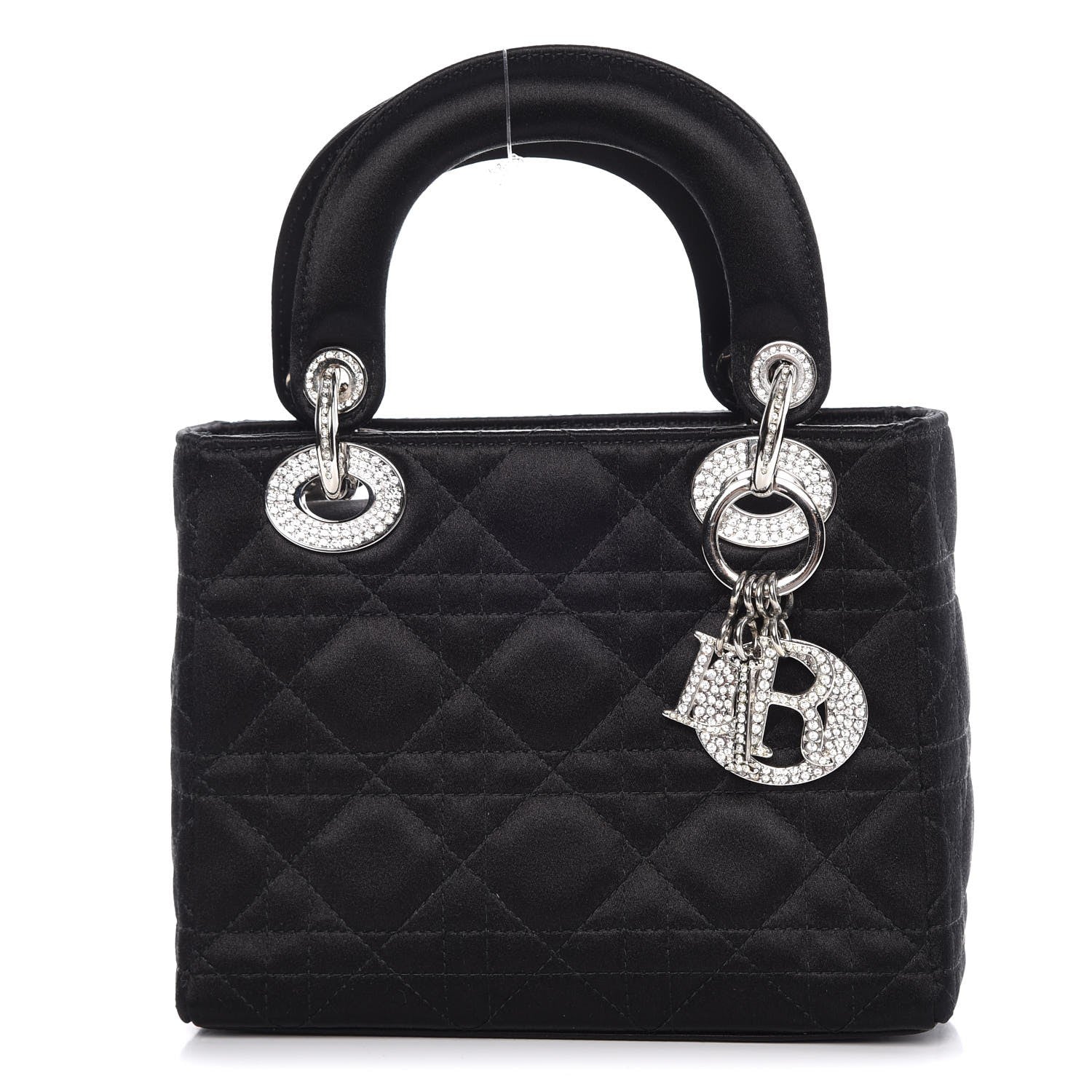Christian Dior Satin Swarovski Crystal Cannage Mini Lady Dior Black 1 of 7
