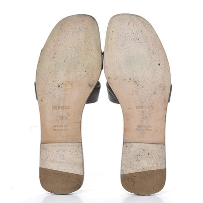 Hermes Goatskin Oran Sandals 38 Gris Galet 5 of 12