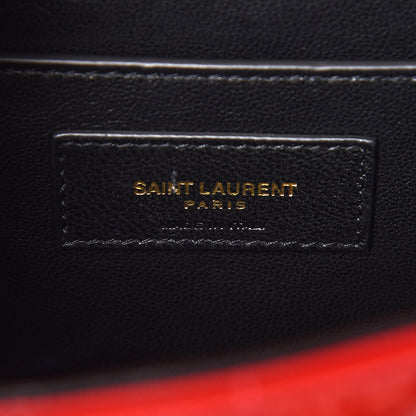 Saint Laurent Patent Matelasse Monogram Large Vicky Chain Bag Rouge Eros 6 of 10