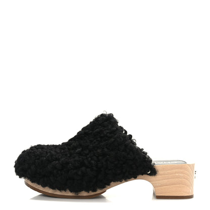 Chanel Shearling Lambskin Clogs 39 Black 1 of 8