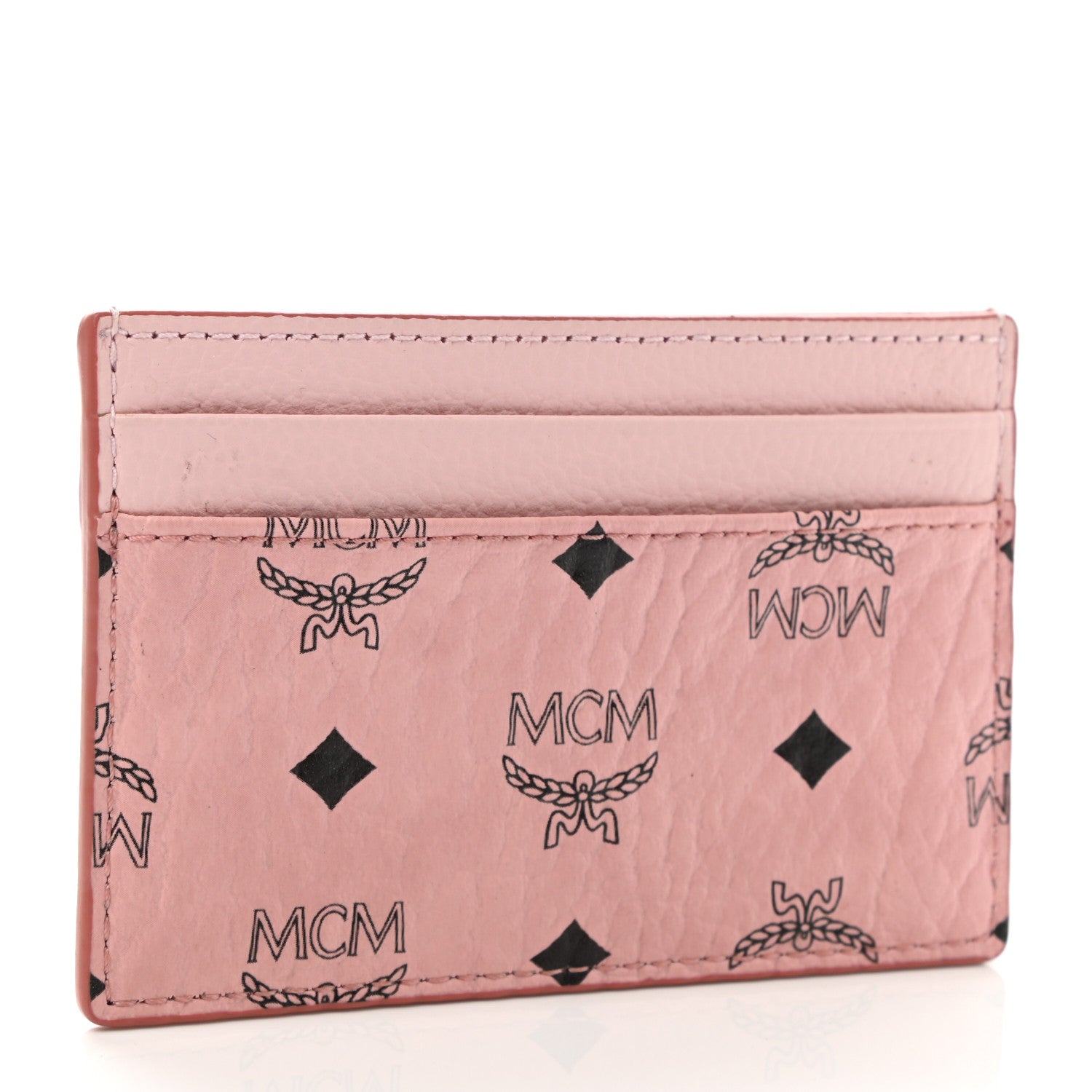 MCM Calfskin Visetos Mini Card Case Soft Pink 3 of 7