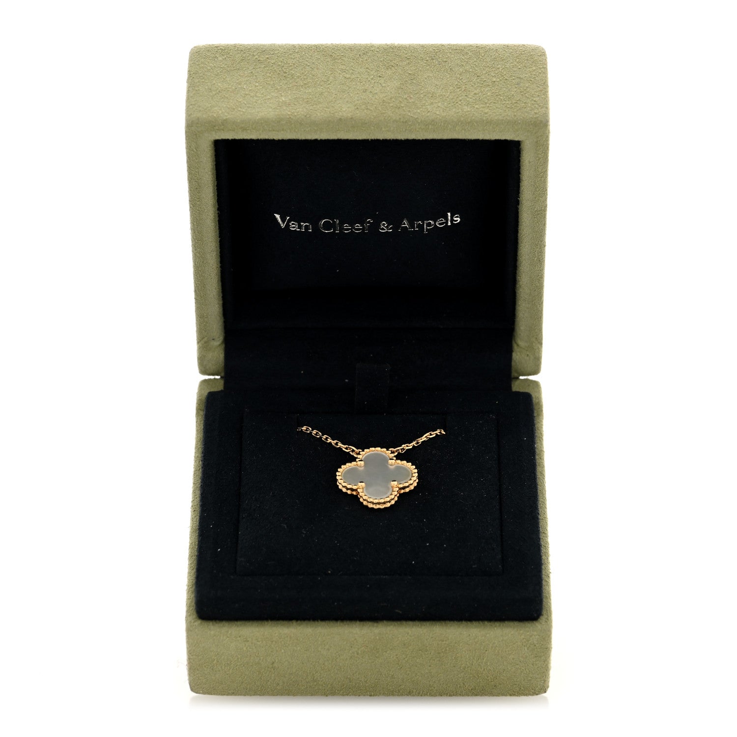 Van Cleef & Arpels 18K Yellow Gold Mother of Pearl Vintage Alhambra Pendant Necklace 5 of 5