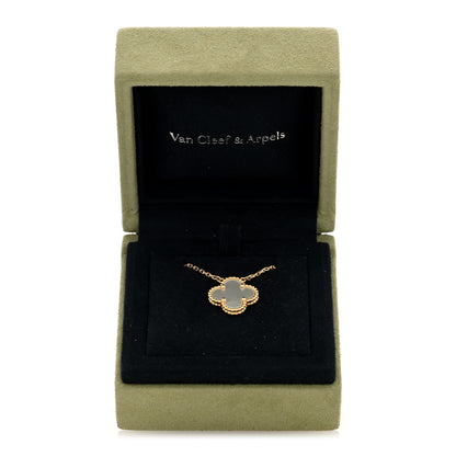 Van Cleef & Arpels 18K Yellow Gold Mother of Pearl Vintage Alhambra Pendant Necklace 5 of 5