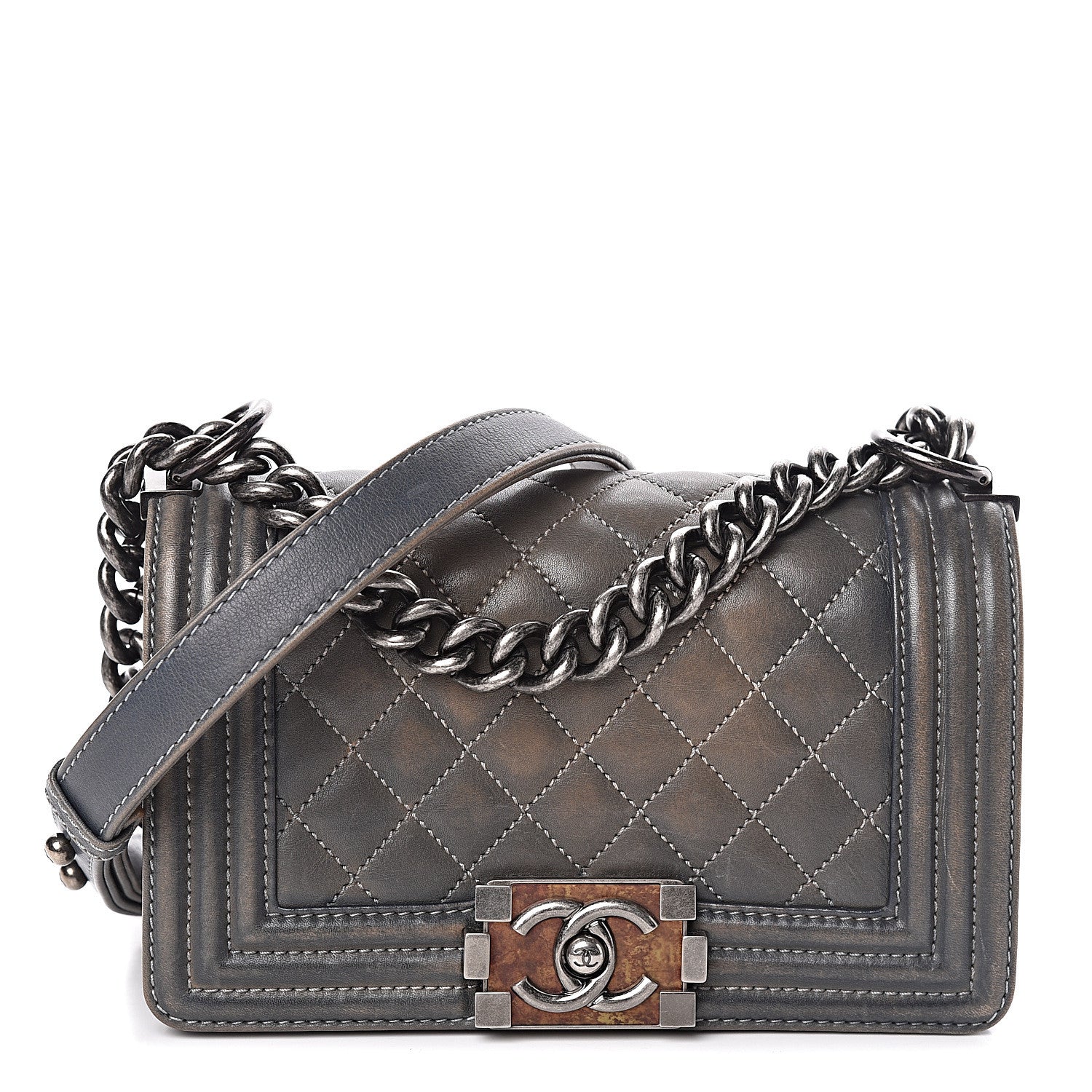 Chanel Faded Calfskin Quilted Small Boy Flap Blue 1 of 11