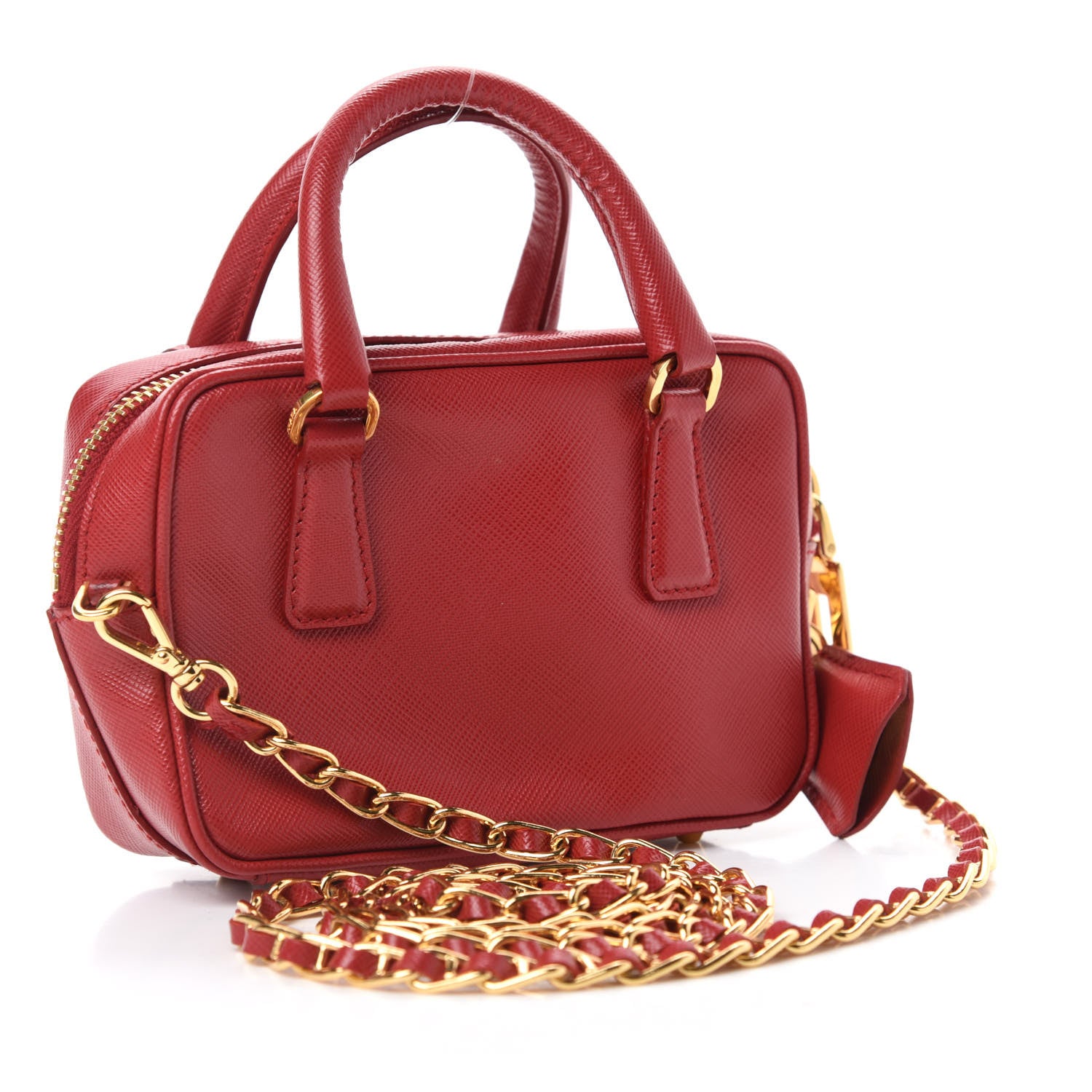 Prada Saffiano Lux Mini Top Handle Crossbody Bag Fuoco 3 of 14
