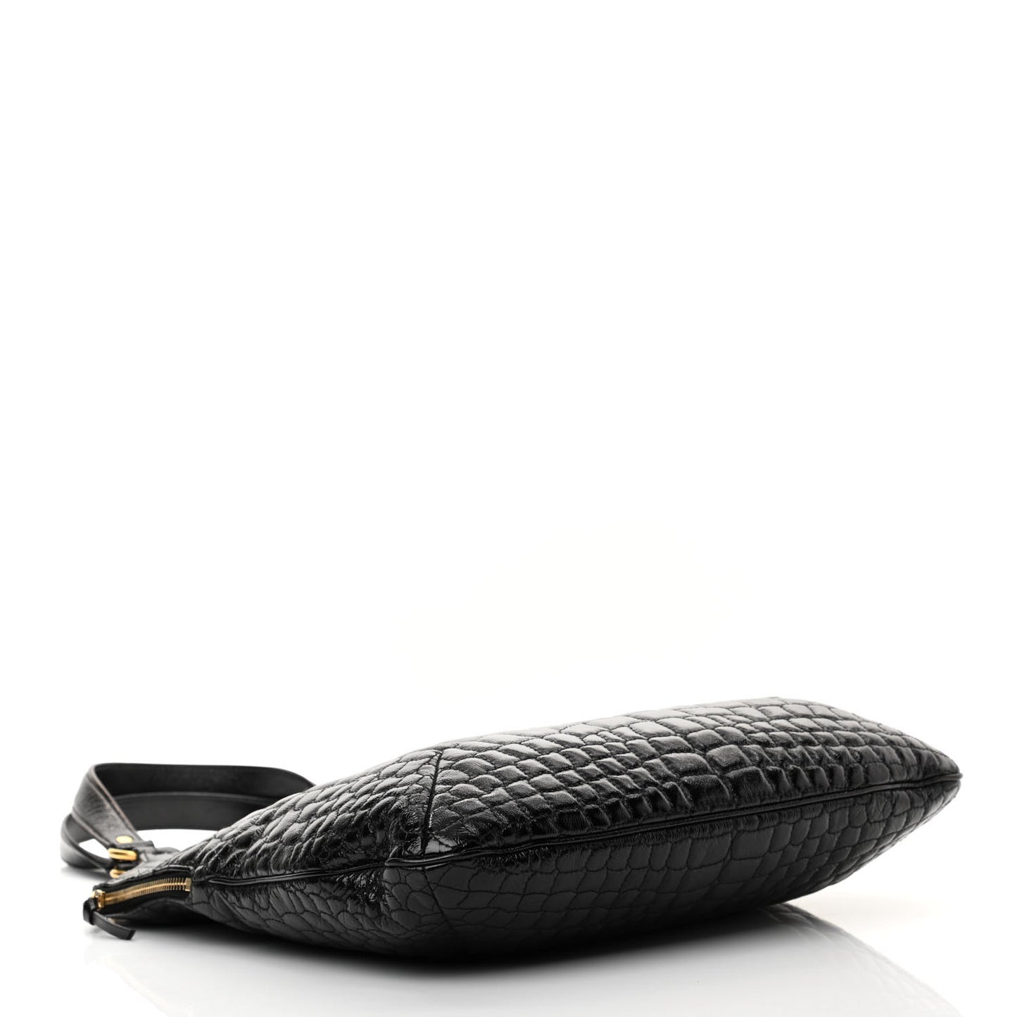 Patent Crocodile Embossed Tribute Tote Black