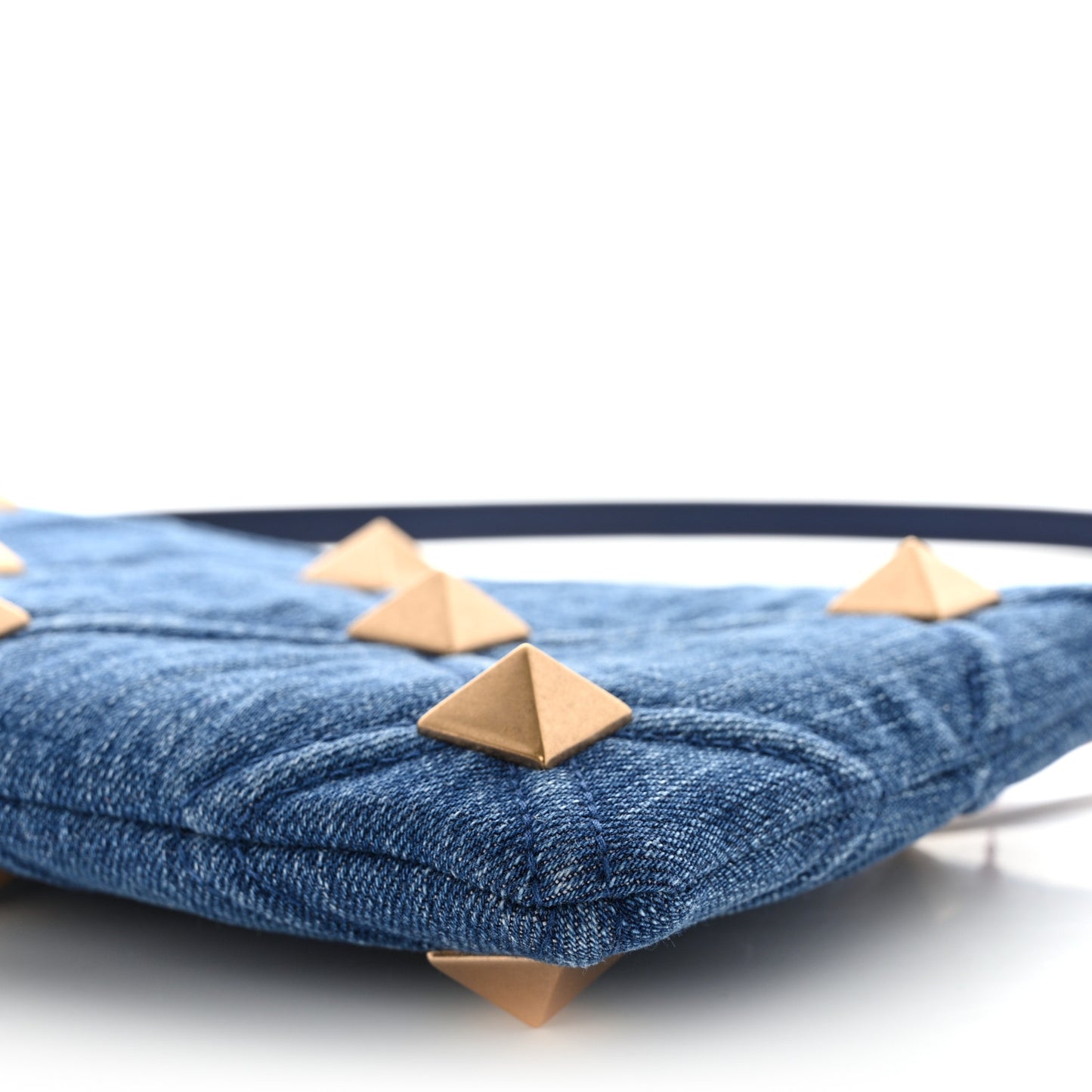 Denim Roman Stud Zip Pouch Denim
