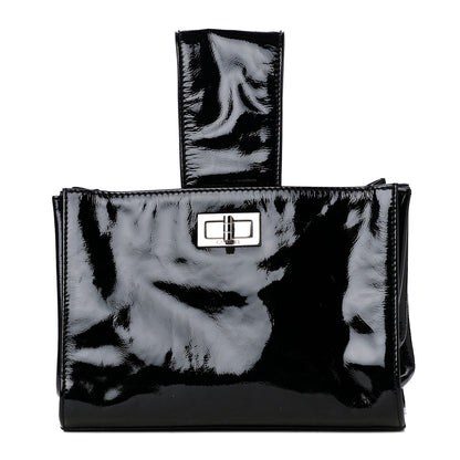 Chanel Patent Mademoiselle Lock Convertible Wrist Clutch Bag Black 3 of 6
