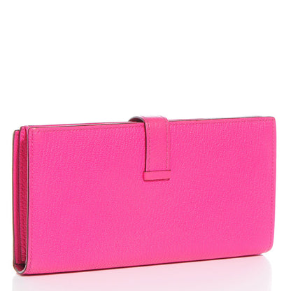 Hermes Chevre Mysore Bearn Gusset Wallet Rose Tyrien 2 of 8