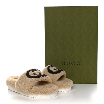 Gucci Shearling Womens Eileen Slide Sandals 38 Cocoa Butterscotch 11 of 11