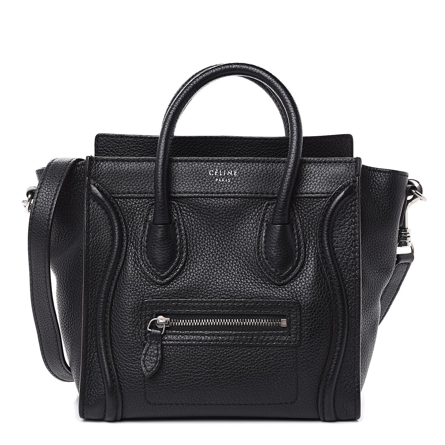 Celine Drummed Calfskin Nano Luggage Black 1 of 10