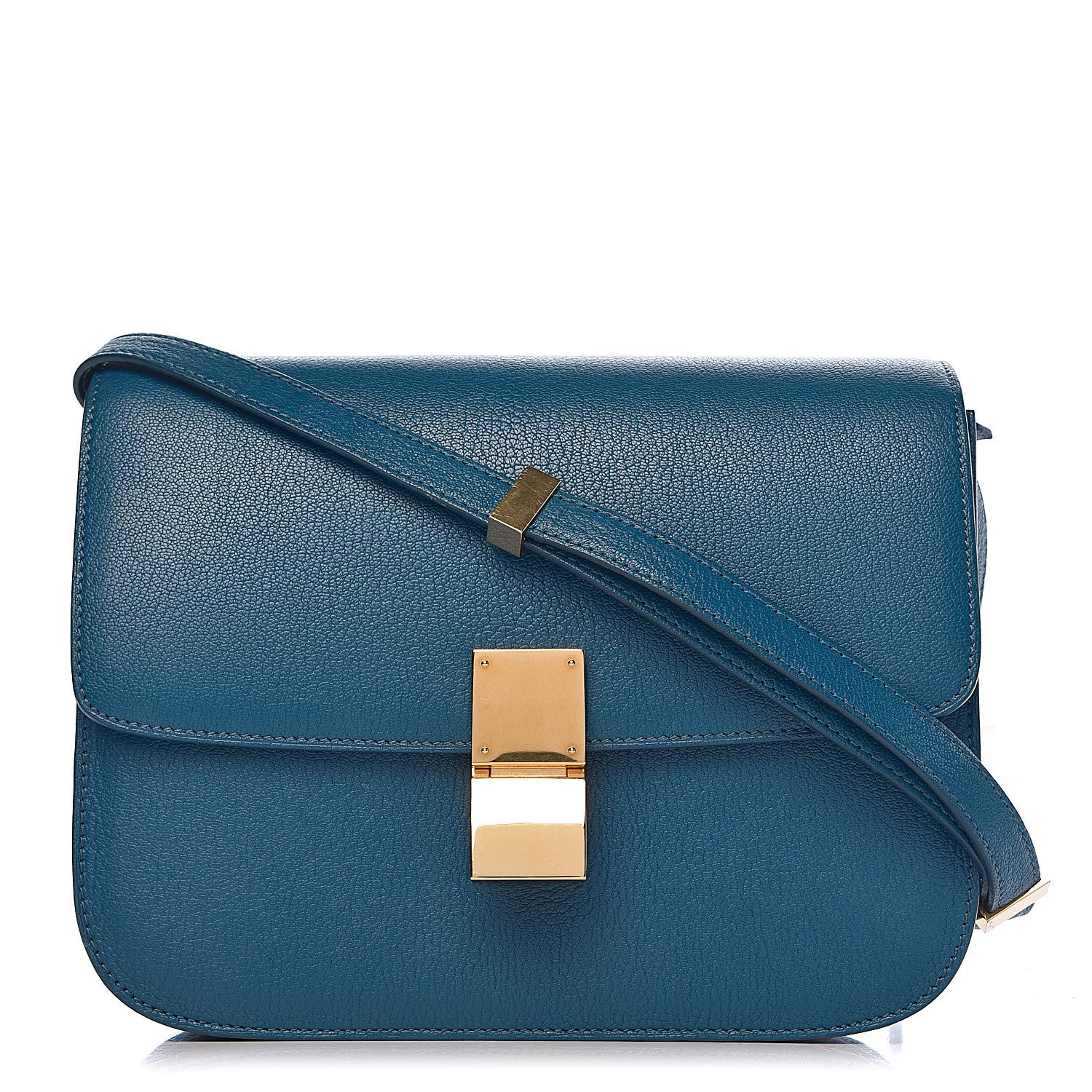 Celine Goatskin Medium Classic Box Flap Bag Deepsea 1 of 11