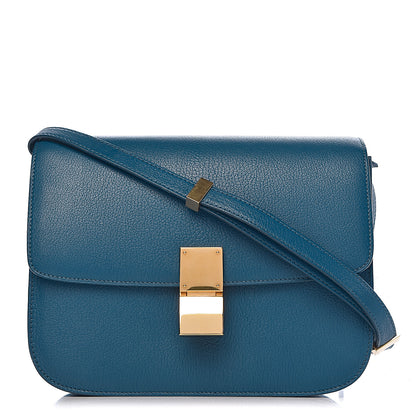 Celine Goatskin Medium Classic Box Flap Bag Deepsea 1 of 11