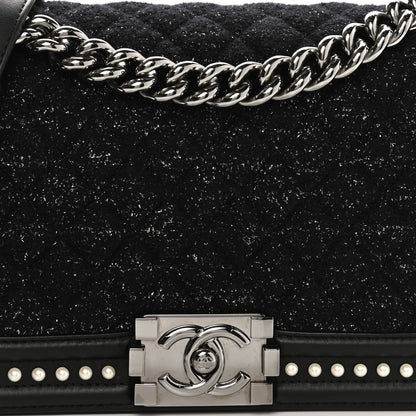 Chanel Calfskin Pearl Tweed Medium Boy Flap Black 8 of 10
