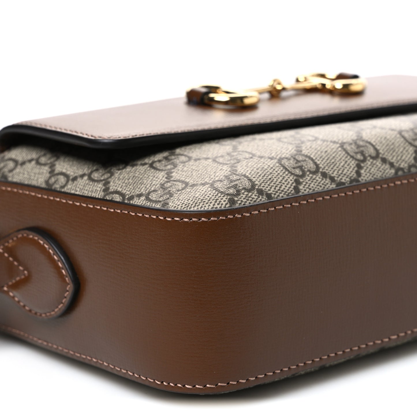 GG Supreme Monogram Small Horsebit 1955 Shoulder Bag Beige Brown Sugar