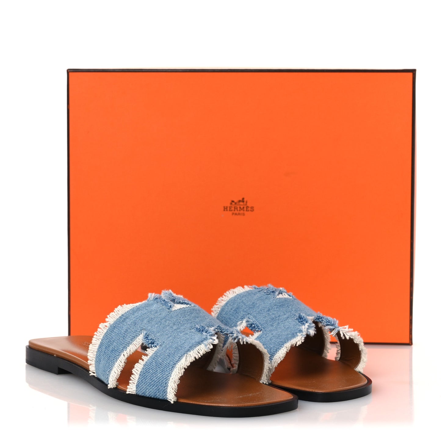 Denim Oran Fringe Sandals 39 Bleu Clair