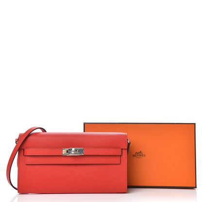 Hermes Epsom Verso Kelly Wallet To Go Rouge De Coeur Rose Extreme 9 of 9