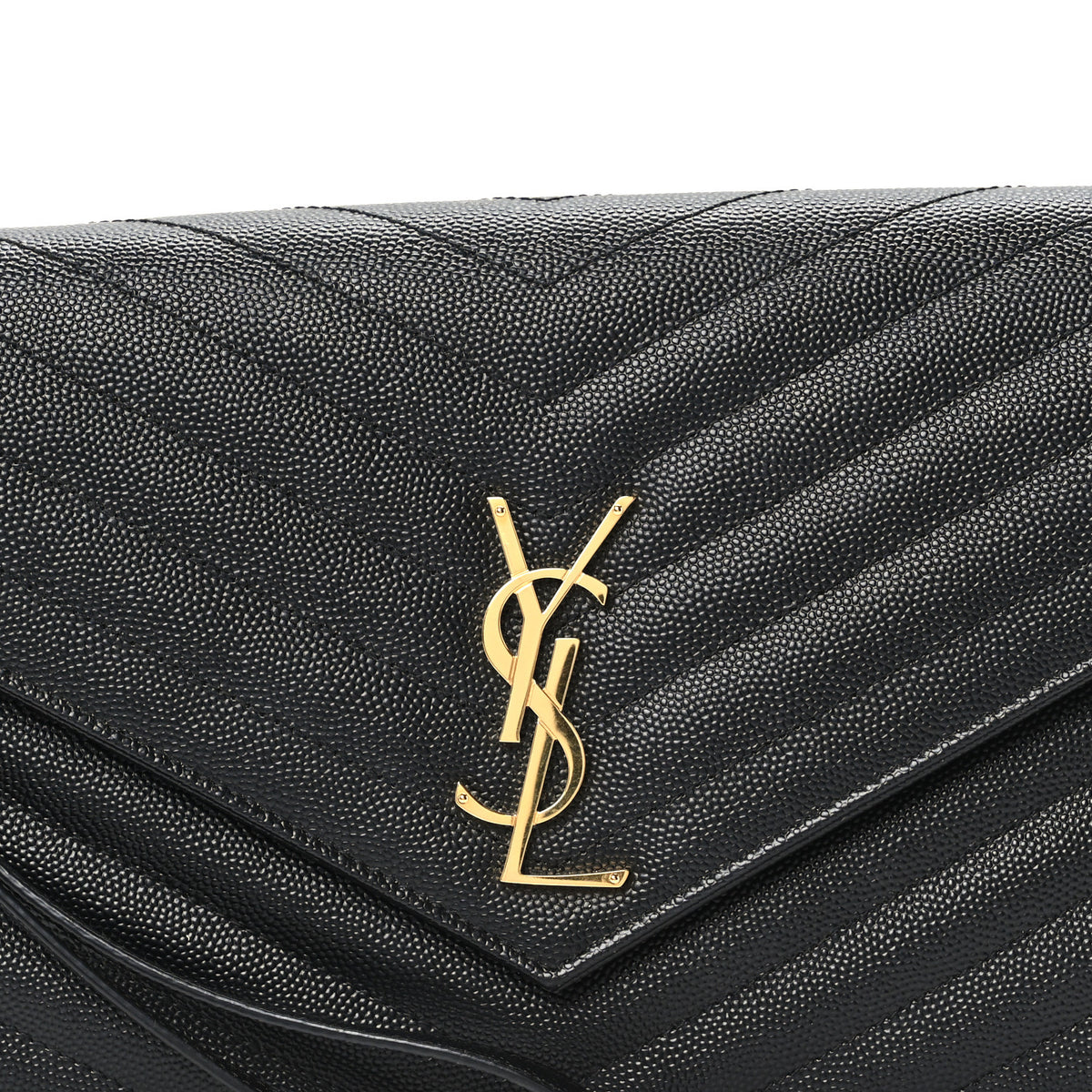 Grain De Poudre Matelasse Chevron Monogram Envelope Clutch Black