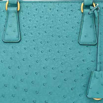 Prada Ostrich Medium Galleria Double Zip Tote Turchese 9 of 12