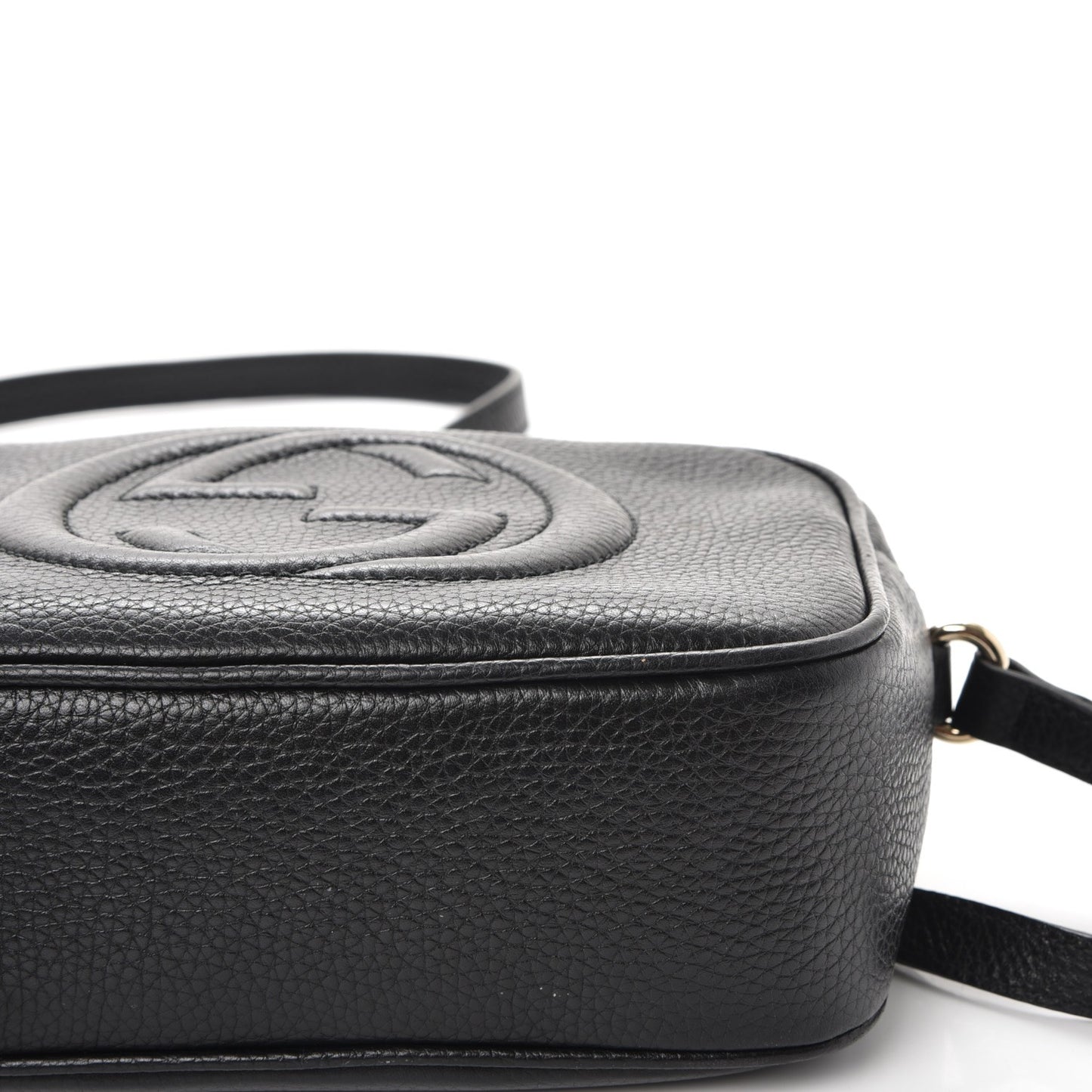 Pebbled Calfskin Small Soho Disco Bag Black