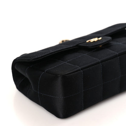 Chanel Satin Chocolate Bar Quilted Camellia Rectangular Mini Flap Black 8 of 10