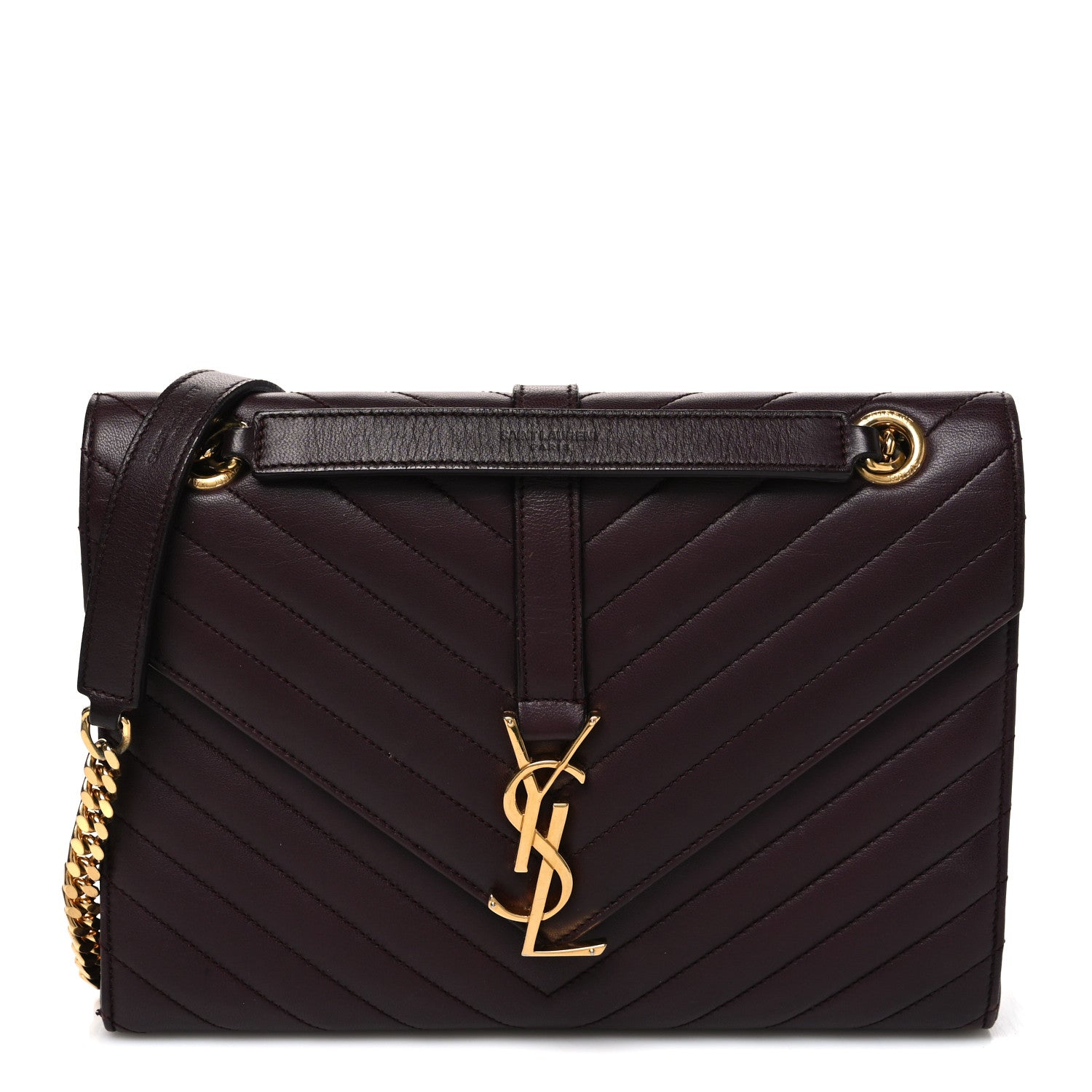 Saint Laurent Lambskin Matelasse Chevron Medium Monogram Satchel Amaranto 1 of 11