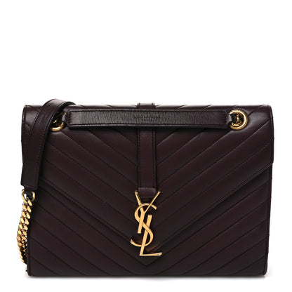 Saint Laurent Lambskin Matelasse Chevron Medium Monogram Satchel Amaranto 1 of 11