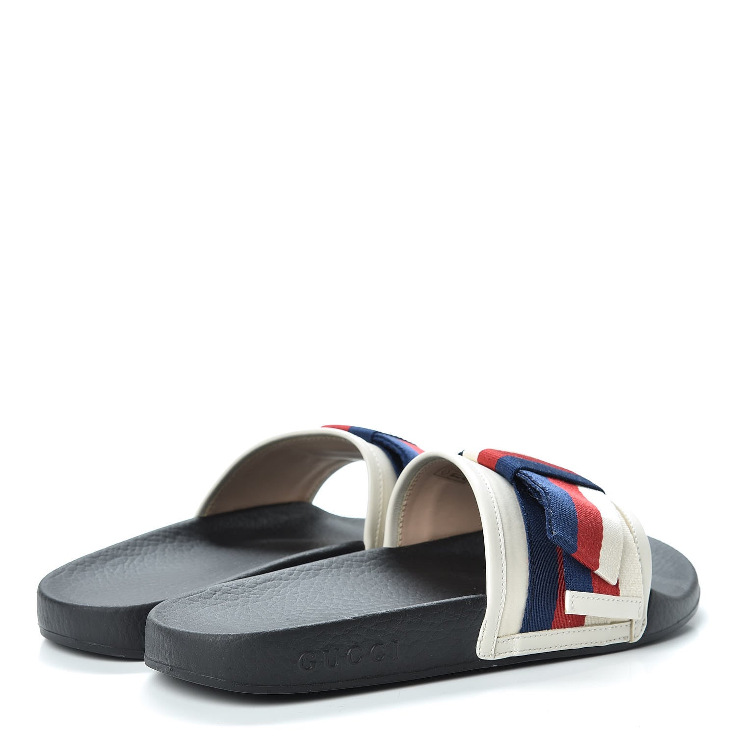Gucci Satin Web Sylvie Bow Slide Sandals 37 White 4 of 10