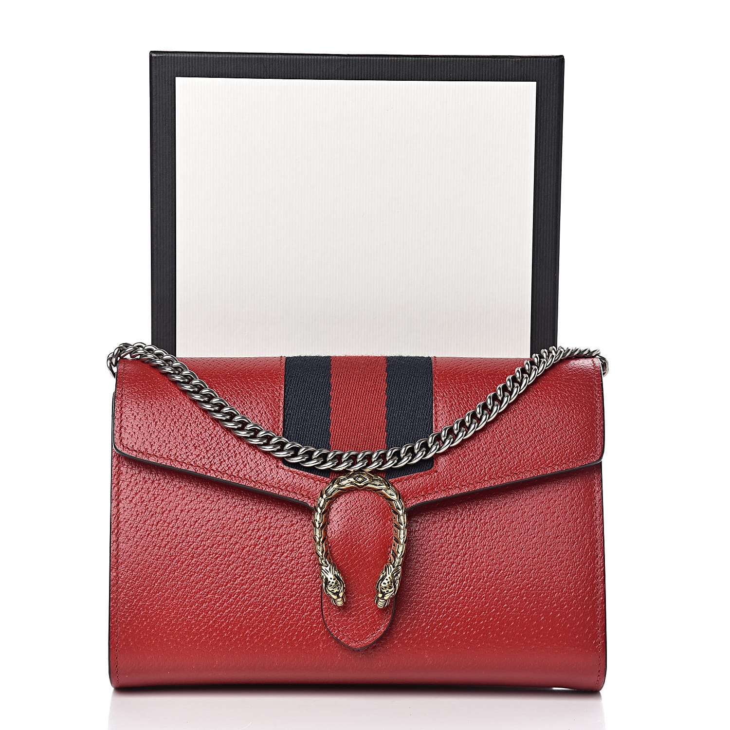 Gucci Calfskin Web Mini Dionysus Chain Wallet Hibiscus Red 15 of 15