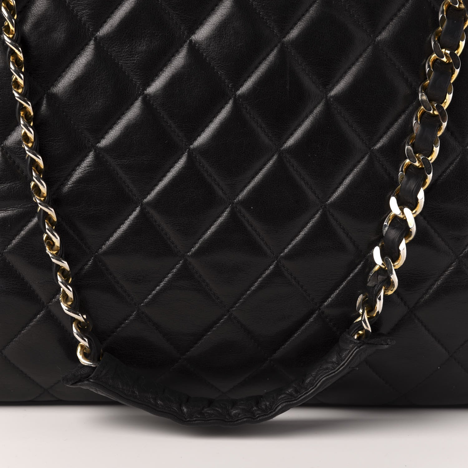 Chanel Lambskin Quilted Shopping Tote Black 12 of 14