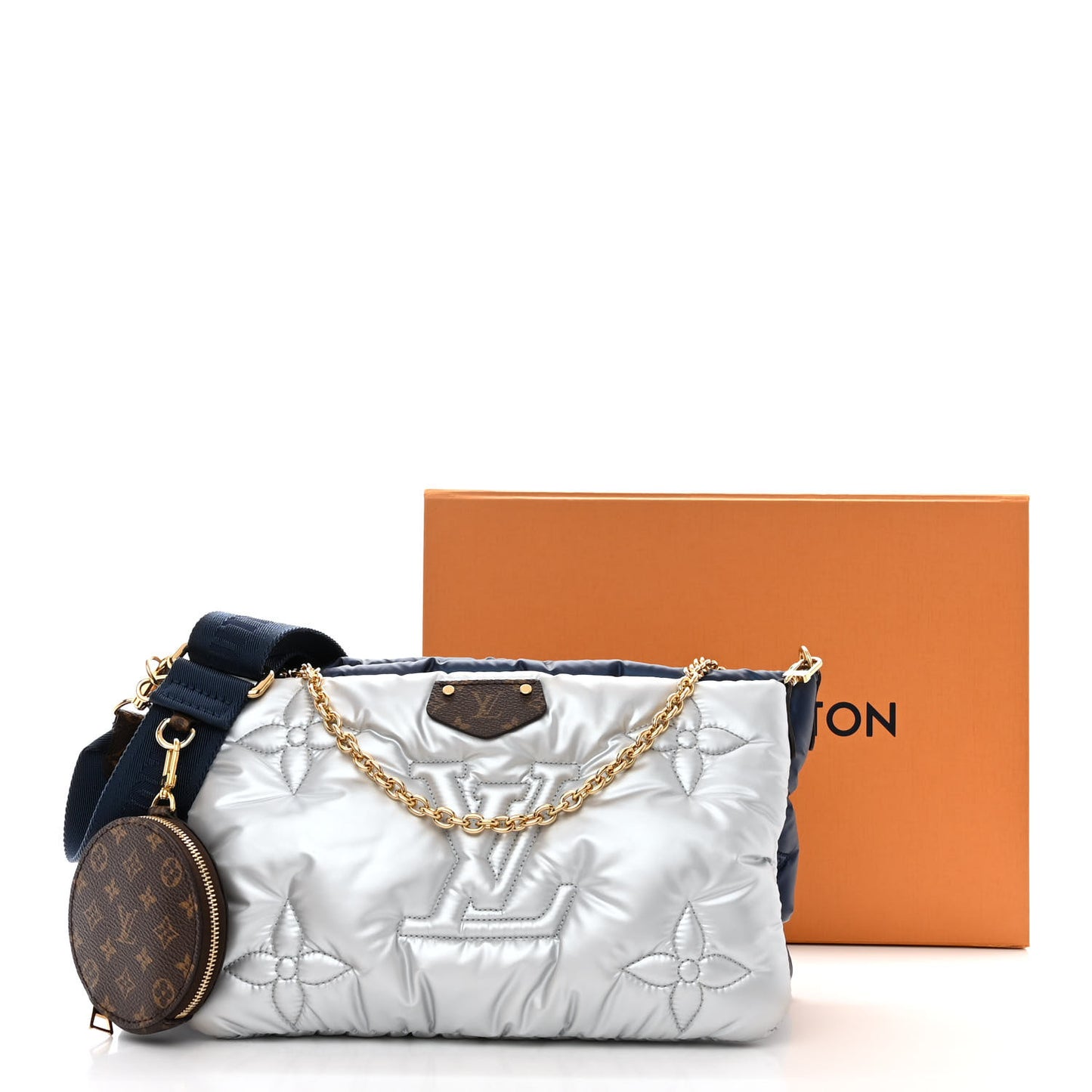 Econyl Monogram Pillow Maxi Multi Pochette Accessories Navy Silver