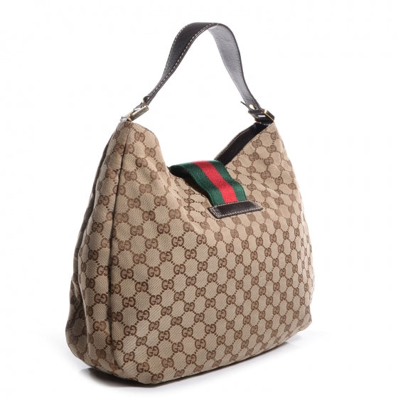 Gucci Monogram New Ladies Web Large Hobo Brown 3 of 7